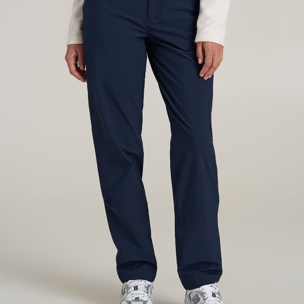 American Tall Pull On Fleece Lined Trouser Pants for Tall Women in Navy Size XLX